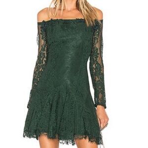 Heartloom Mini Dress Sz S Hunter Green Lace‎ Fit & Flare Whimsigoth Fairy New